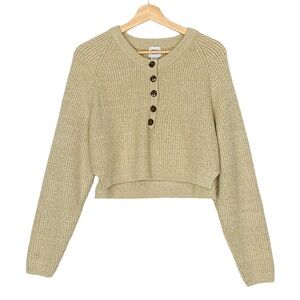 Urban Outfitters BDG Cropped Crew Neck Sweater in Oatmeal Size XS